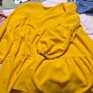 On Running Mustard Yellow Tiered Dress